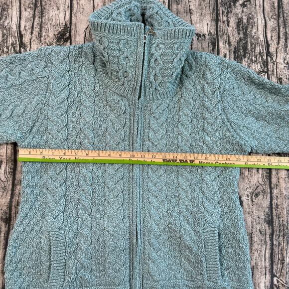 NWT Aran Crafts Irish Women's Double Collar Zip Cardigan (100% Merino Wool) XL - Picture 7 of 12